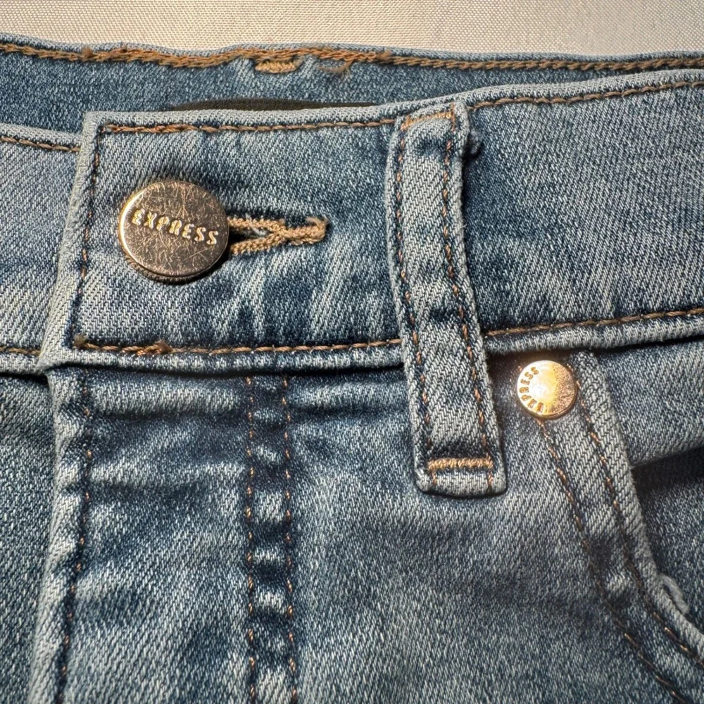 Express High Rise Bootcut Jeans Medium Wash Blue Size 4R Stretch Denim